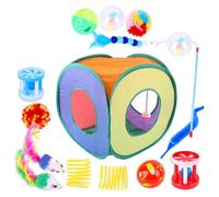 Widybord Juego de juguetes de 15 piezas como se muestra en la imagen, poliéster, plástico, metal para interiores, con túnel plegable interactivo, juguete de plumas A