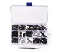 Widybord Kit de 254 piezas de accesorios para montaje en placa trasera con caja de almacenamiento para herramientas de bricolaje de guitarra eléctrica, color negro
