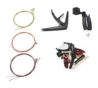 Widybord Kit de 34 accesorios para guitarra que incluye púas de guitarra, cejilla, cuerdas de guitarra acústica, bobinador de cuerda 3 en 1, de puente, sillín de puente de hueso de 6 cuerdas y