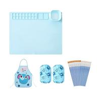 Widybord Kit de alfombra de pintura de silicona, alfombra de arte de silicona, 20 x 16 pulgadas con taza extraíble, alfombra de silicona para manualidades azul, instalación fácil y fácil de usar