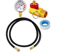 Widybord Kit de reparación de tanque de aire con válvula de seguridad, manómetro y kit de montaje de manguera de tanque de aire de 4 pies para tanque de transporte portátil