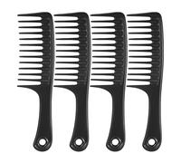 Widybord - Lote de 4 peines de mango redondo, peines de desenredadero en salón, peine de dientes anchos en negro