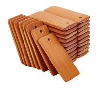 Widybord - Lote de 60 etiquetas de madera, llaveros en blanco, rectángulo, grabado en blanco, etiqueta de llavero, de madera natural, para llaveros, botella de vino, fácil instalación