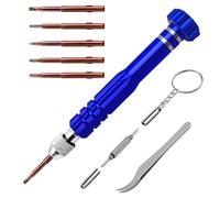 Widybord Mini Destornillador 5 en 1, Destornillador de Gafas, Kit de Reparación de Gafas, Destornillador Magnético para Relojes Azul