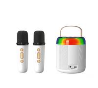 Widybord Mini Karaoke Audio con 2 micrófonos sin para niños adultos, altavoz Bluetooth portátil para niñas y niños, color blanco