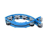Widybord Pandereta de mano con forma de, campana de mano de metal ABS, pandereta doble, instrumento de ritmo musical para niños (azul)
