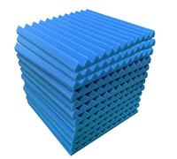 Widybord Paneles de espuma acústica, 12 unidades, paneles de pared insonorizados, 30 x 30 x 5 cm, panel de absorción de sonido de alta densidad para, color azul