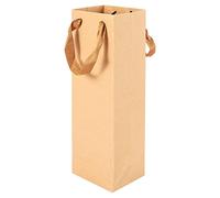 Widybord Paquete de 12 bolsas de papel kraft marrón sólido con cuerda resistente, 4 x 4 x 13.8 pulgadas, ideal para vino, regalos, minoristas, compras, mercancía, comestibles, fiestas