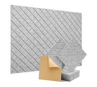 Widybord Paquete de 12 paneles de pared insonorizados de 12 x 12 x 0.4 pulgadas, paneles de espuma acústica autoadhesivos para estudio de grabación, oficina, color gris plateado