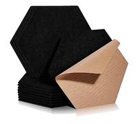 Widybord Paquete de 18 paneles insonorizados autoadhesivos, paneles acústicos hexagonales de 12 x 10 x 0.4 pulgadas, para estudio de grabación, oficina, hogar, color negro