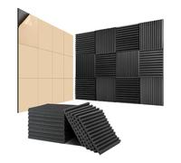 Widybord Paquete de 24 espumas acústicas, 1 pulgada x 12 pulgadas x 12 pulgadas, paneles de pared insonorizados autoadhesivos, para paredes, hogar, estudio, instalación fácil y