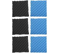 Widybord Paquete de 6 azulejos acústicos de espuma de color negro + azul/carbón, paneles de espuma insonorizantes, aislamiento acústico, acolchado de espuma insonorizada, amortiguación de sonido,