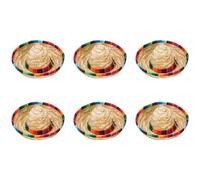 Widybord Paquete de 6 sombreros pequeños, sombreros de paja natural de 6.5 pulgadas, sombreros de fiesta, muñecas, mascotas, suministros de decoración de fiesta temática