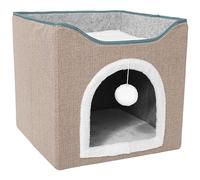 Widybord para Gatos de Interior - Cueva para casa de Mascotas con Bola Colgante y Almohadilla para rascar, Plegable, Duradera y Lavable