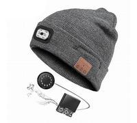 Widybord para Pelletage de Nieve, Conducción en Invierno, Gorro Calentador Bluetooth con Lámpara Frontal LED, Altavoces Musicales Integrados y Auriculares con Micrófono,