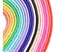 Widybord Perlas de arcilla plana adecuadas para la fabricación de cuentas de disco de academia, perlas de goma, arco iris, pulsera de artesanía DIY