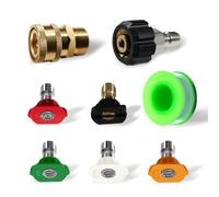 Widybord - Puntas de boquilla para limpiador, paquete de 5 accesorios de boquillas, boquillas de varios grados 1/4", adaptador de manguera M22 de 14 mm a 3/8"