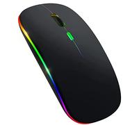 Widybord - Ratón inalámbrico Bluetooth 5.1 LED recargable con ratón silencioso USB óptico para juegos ergonómicos, retroiluminación sin 2,4 G