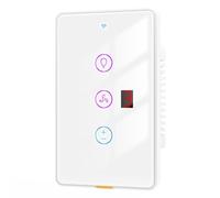 Widybord Tuya Smart WiFi Interruptor de Luz de Ventilador Panel de Pared Táctil Control Temporizador de Voz App Control Remoto Trabajo para Home Fácil de Usar A