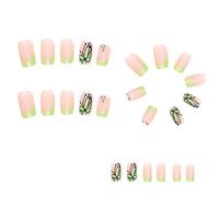 Widybord Uñas postizas de mariposa francesa, uñas largas tipo ataúd con punta de uñas desmontables, uñas a presión para manicura DIY con purpurina, uñas de diamante ABS