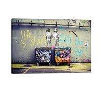 Wieco Art Banksy - Lienzo decorativo para pared, diseño de graffiti, Life is Short Chill the Duck Out, impresión en lienzo, envuelto en galería, 40 x 27 cm, decoración moderna de pared para dormitorio