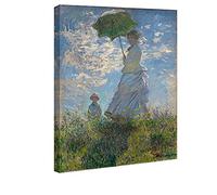 Wieco Art Impresión sobre lienzo de mujer con sombrilla de Madame Monet y su hijo de Claude Monet famoso clásico óleo pinturas reproductoras de paisaje