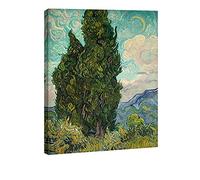 Wieco Art Lienzo clásico Giclée de cipreses, arte de pared por Van Gogh, famosas pinturas al óleo para decoración del hogar, obra de arte moderna abstracta de paisaje de bosque