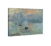 Wieco Art - Lienzo con impresión moderna y enmarcada de amanecer de Claude Monet, famosa pintura al óleo, reproducción de arte sobre lienzo para decoración del hogar, lona, 24x20inch (60x50cm)