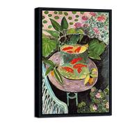 Wieco Art Lienzo enmarcado para pared, diseño de pez dorado de Henri Matisse, colorismo, estético, abstracto, para decoración de pared y decoración de oficina en casa, marco negro