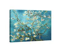 Wieco Art - Lienzo gi de Van Gogh para decoración de pared con diseño moderno de almendro floreciente, una sola pieza alargada y enmarcada, pintura abstracta floral para decoración de