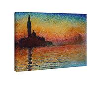 Wieco Art - Reproducción de pinturas al óleo de Claude Monet al atardecer en Venecia modernas impresiones en lienzo gi impresiones de paisajes cuadros de arte sobre lienzo arte de pared para