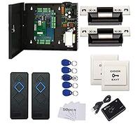 Wiegand Kit de sistema de tablero de control de acceso para 2 puertas con caja de alimentación de entrada de metal de 110 - 240 V + cerradura eléctrica ANSI norteamericana Strike + lector RFID +