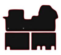 Wielganizator Alfombrillas de Coche de Terciopelo a Medida, compatibles con Citroen Jumpy III (2018-), Calidad: Lux, a Medida y Antideslizante, Color Negro/Rojo