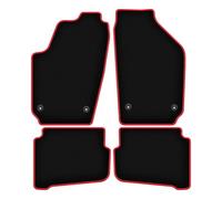 Wielganizator Alfombrillas de Terciopelo compatibles con Seat Ibiza III 6L Hatchback 2002-2008 Juego de 4 Piezas de Terciopelo Negro y Rojo