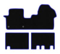 Wielganizator CARLUX-Blue Alfombrillas de Coche de moqueta compatibles con Citroen Jumpy III 2 Filas Desde 2018 - Juego de 3 Piezas, Negras con Ribete Azul