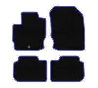 Wielganizator CARLUX-Blue Alfombrillas de Coche de moqueta compatibles con Mitsubishi Colt VII Hatchback sin Salidas de Aire traseras 2008-2012 - Juego de 4 Piezas, Negras con Ribete Azul