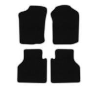 Wielganizator CARLUX-Silver Alfombrillas de Coche de moqueta compatibles con Citroen Bx Hatchback, Familiar 1982-1994 - Juego de 4 Piezas, Negras con Ribete Plateado