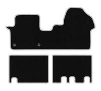 Wielganizator CARLUX-Silver Alfombrillas de Coche de moqueta compatibles con Citroen Jumpy III 2 Filas Desde 2018 - Juego de 3 Piezas, Negras con Ribete Plateado
