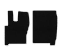 Wielganizator CARLUX-Silver Alfombrillas de Coche de moqueta compatibles con Iveco Eurocargo II camión 120 2002-2008 - Juego de 2 Piezas, Negras con Ribete Plateado