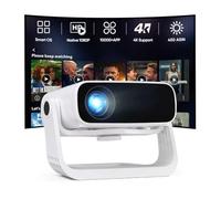 Wielio Proyector inteligente con WiFi 6 y aplicaciones integradas Bluetooth - Soporte 4K portátil para dormitorio, mini proyector nativo 1080P, nuevo proyector Keystone automático y zoom para cine en