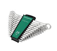 WIESEMANN 1893 Juego extragrande de llaves combinadas 26 pzas 6-32 mm cabeza fija y un ángulo de 15° para facilitar el trabajo I Set de llaves combinadas con soporte I 80270