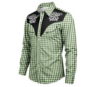 Wiesn - Camisa de trabajo para hombre, camisa de Oktoberfest, camisa a cuadros, corte regular, para el tiempo libre, camisas de verano, camisas para traje regional, camisa de cuadros de corte regular