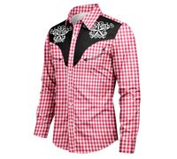 Wiesn - Camisa de trabajo para hombre, camisa de Oktoberfest, camisa a cuadros, corte regular, para el tiempo libre, camisas de verano, camisas para traje regional, camisa de cuadros de corte regular