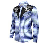 Wiesn - Camisa de trabajo para hombre, camisa de Oktoberfest, camisa a cuadros, corte regular, para el tiempo libre, camisas de verano, camisas para traje regional, camisa de cuadros de corte regular