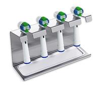 WIETRE Soporte de cabezales de cepillo de acero inoxidable con bandeja colectora | compatible con Oral-B, iO, Philips Sonicare, Waterpik, Fairywill | Soporte para cepillos de dientes, cabezal de