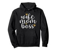 Wife Mom Boss Golden Heart Love Gift For Working Mama Cute Sudadera con Capucha