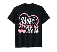 Wife Mom Boss - Lindo Regalo del día de la Madre - Moms The Boss Camiseta gráfica económica, Hombre, Negro, M