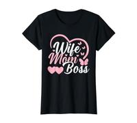 Wife Mom Boss - Lindo Regalo del día de la Madre - Moms The Boss Camiseta gráfica económica, Mujer, Negro, L