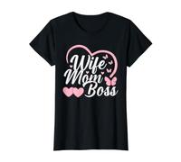 Wife Mom Boss - Lindo Regalo del día de la Madre - Moms The Boss Camiseta gráfica económica, Mujer, Negro, M