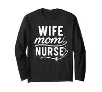 Wife Mom Nurse Script Stethoscope Heart Graphic Manga Larga